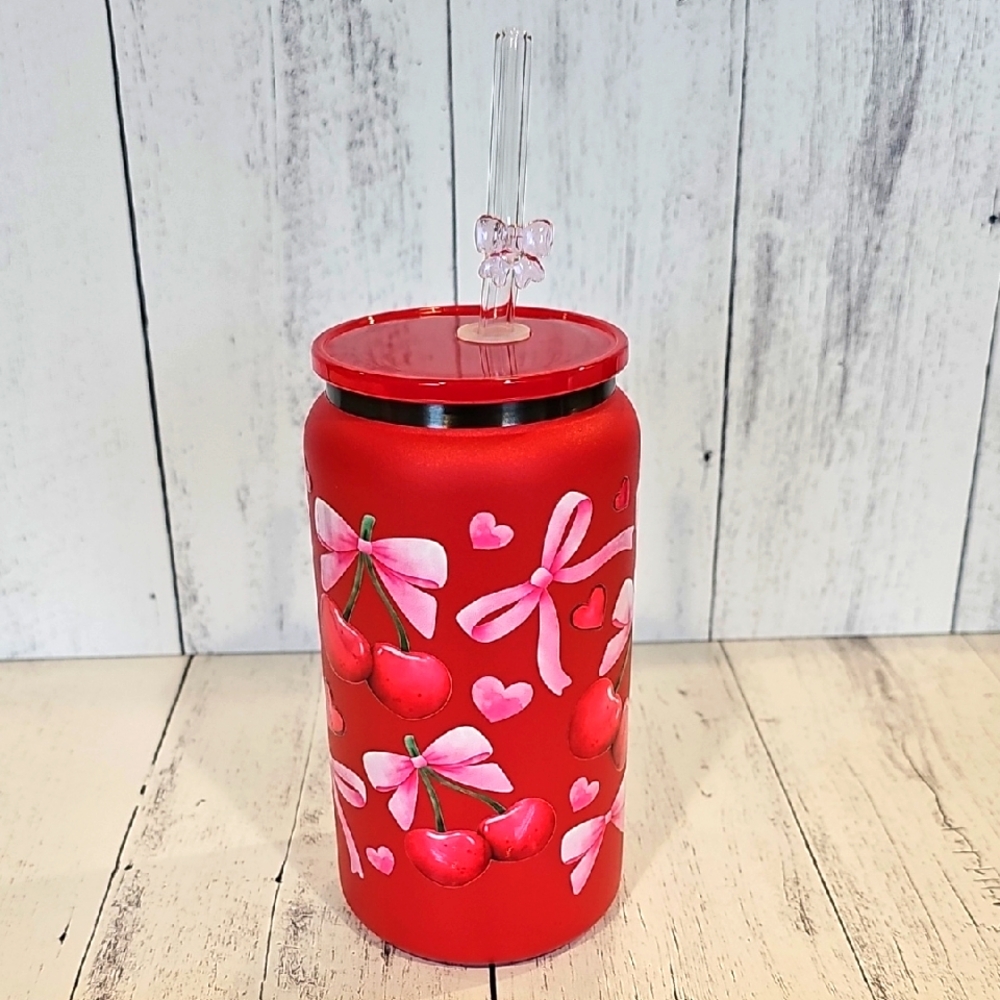 Cherry Heart Red Stainless Steel Tumbler